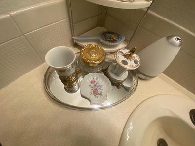 4 TIER SHELF, TOOTHBRUSH HOLDER WITH CUP, READING GLASSES AND MORE!