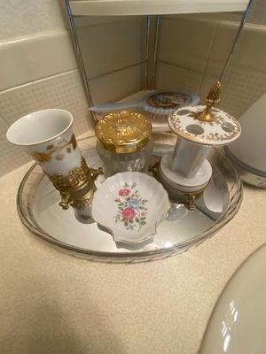 4 TIER SHELF, TOOTHBRUSH HOLDER WITH CUP, READING GLASSES AND MORE!