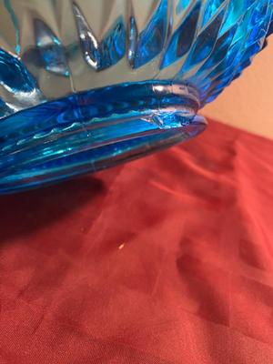LARGE BLUE TIARA GLASS BASKET