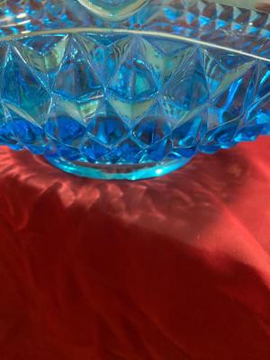 LARGE BLUE TIARA GLASS BASKET