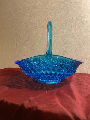 LARGE BLUE TIARA GLASS BASKET