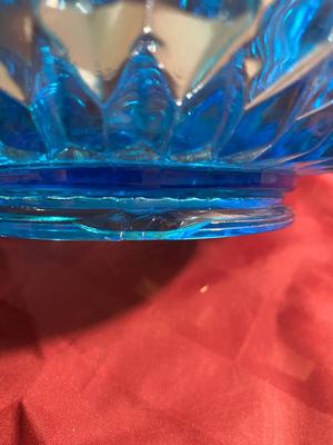 LARGE BLUE TIARA GLASS BASKET