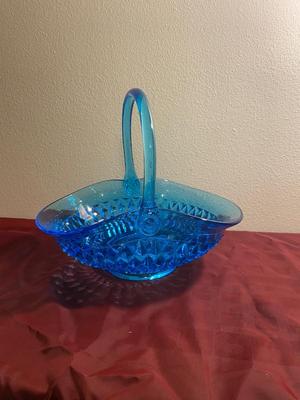 LARGE BLUE TIARA GLASS BASKET