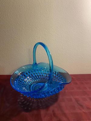 LARGE BLUE TIARA GLASS BASKET