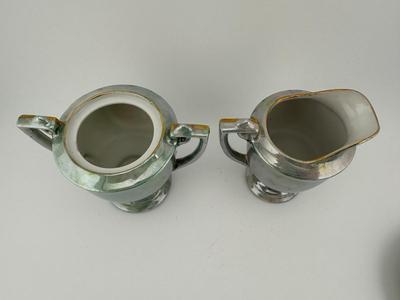 Victorian Lusterware Porcelain Demitasse Set (See Details)