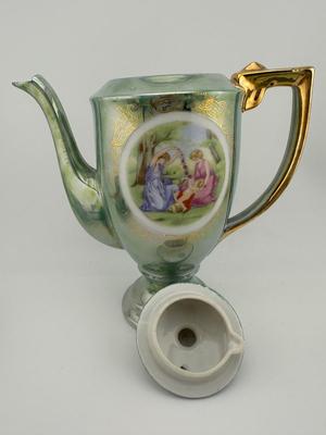Victorian Lusterware Porcelain Demitasse Set (See Details)