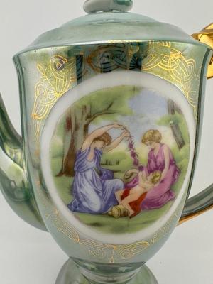 Victorian Lusterware Porcelain Demitasse Set (See Details)