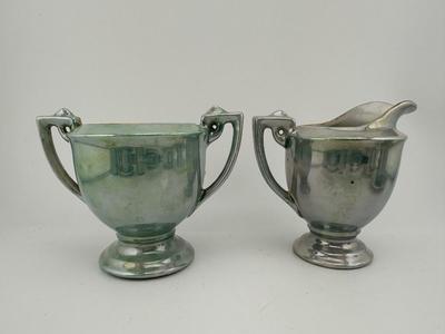 Victorian Lusterware Porcelain Demitasse Set (See Details)