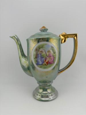 Victorian Lusterware Porcelain Demitasse Set (See Details)