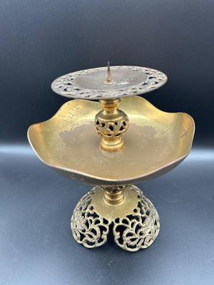 Vintage Filigree Pillar Candle Holder