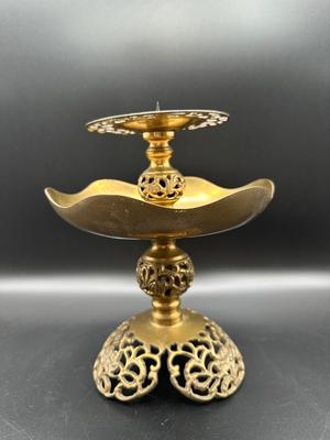 Vintage Filigree Pillar Candle Holder