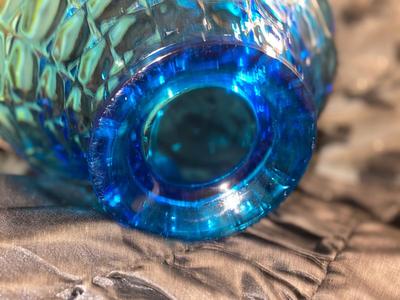 GORGEOUS LARGE BLUE TIARA GLASS BASKET