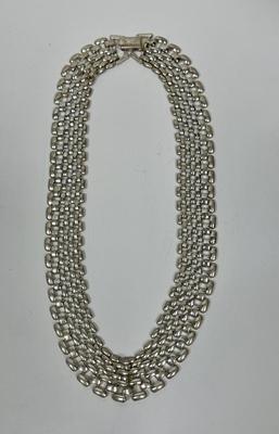 14" flat Beaded Silvertone Necklace
