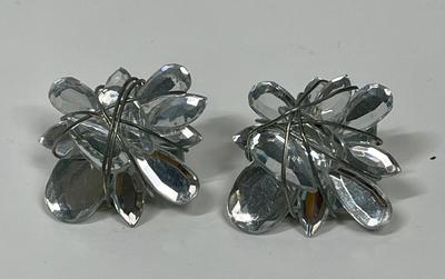 Silvertone and Colored Glass Earrings