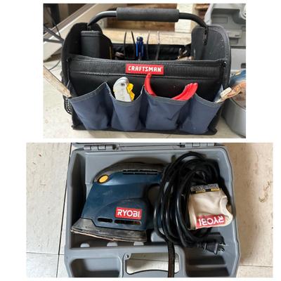 Ryobi Corner Cat Sander & Craftsman Tool Carrier with Tools