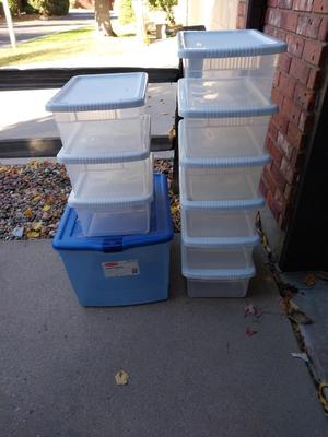 Lots of Clear Storage Totes with Lids