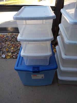 Lots of Clear Storage Totes with Lids