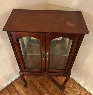 Queen Anne Style Glass Door Display Cabinet