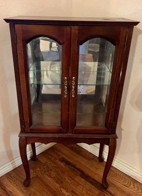 Queen Anne Style Glass Door Display Cabinet