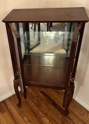 Queen Anne Style Glass Door Display Cabinet