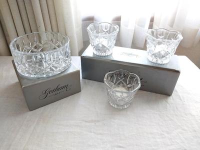 Beautiful Gorham Crystal Candle Holders & Dish