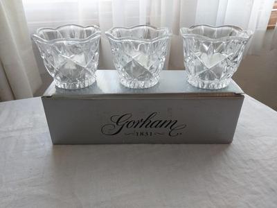 Beautiful Gorham Crystal Candle Holders & Dish