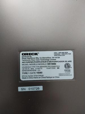 Oreck Air Purifier with Two Boxes of Filters