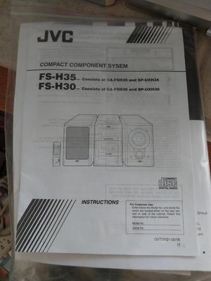JVC Stereo with Detachable Speakers and Manual