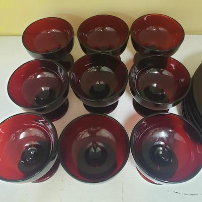 Ruby Red Plates and Sherbert Glasses (BS-KD)