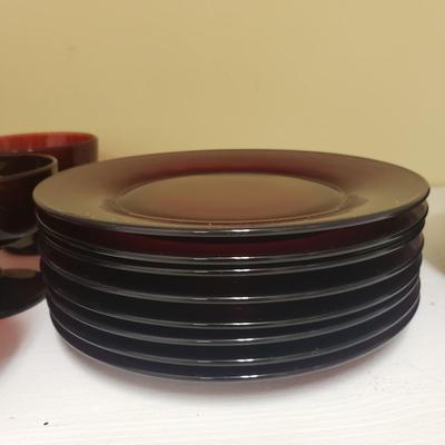Ruby Red Plates and Sherbert Glasses (BS-KD)