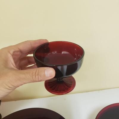 Ruby Red Plates and Sherbert Glasses (BS-KD)