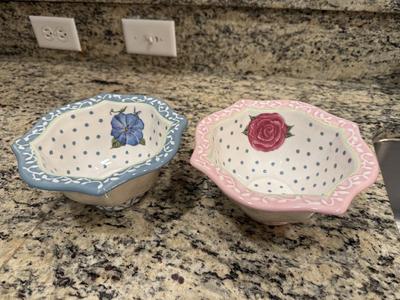 Two cute bowls with floral design