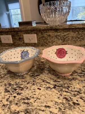 Two cute bowls with floral design