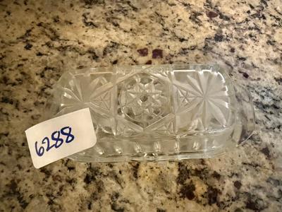 Anchor Hocking Star of David covered butter dish