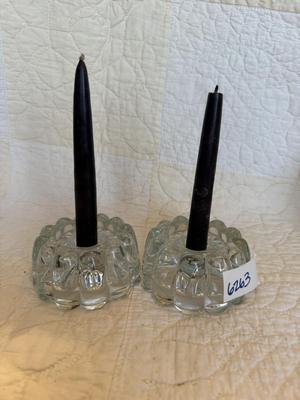 Clear glass candlestick holders