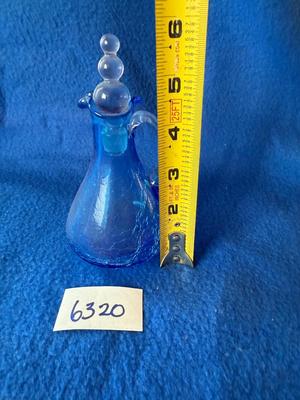 Blue crackle glass cruet