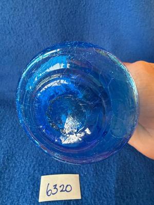 Blue crackle glass cruet