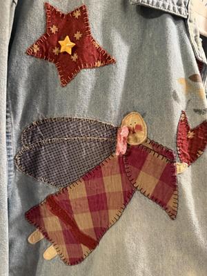 Angels & stars denim button up ladies shirt