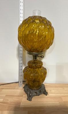 Vintage Boudoir Lamp Amber Color Glass Lamp French Victorian Style