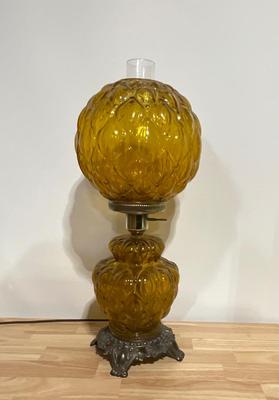 Vintage Boudoir Lamp Amber Color Glass Lamp French Victorian Style