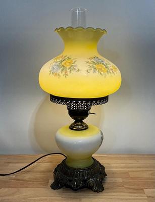 Vintage Yellow Parlor Tabletop Lamp