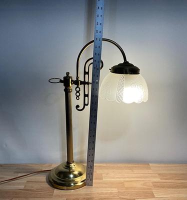 Elegant Brass Desk Lamp with Glass Shade
