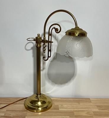 Elegant Brass Desk Lamp with Glass Shade