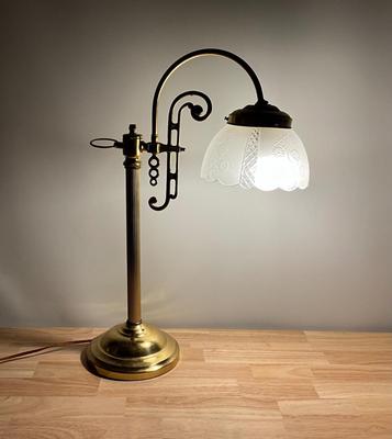 Elegant Brass Desk Lamp with Glass Shade