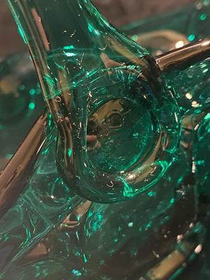 BEAUTIFUL TEAL GLASS BASKET AND CAKE PLATTER