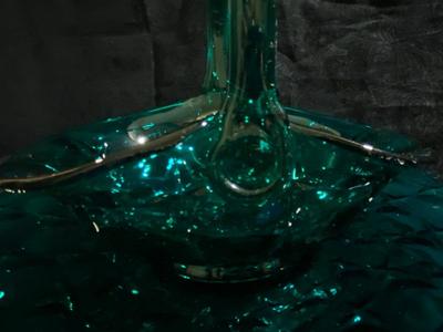 BEAUTIFUL TEAL GLASS BASKET AND CAKE PLATTER