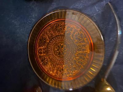 GORGEOUS VINTAGE TIARA AMBER PUNCH BOWL SET