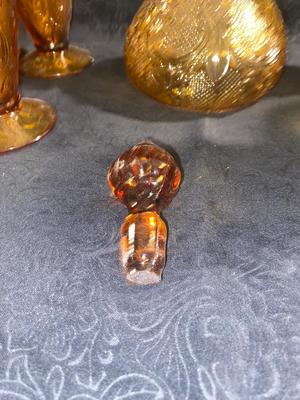 AMBER COLORED DECANTER AND GOBLETS