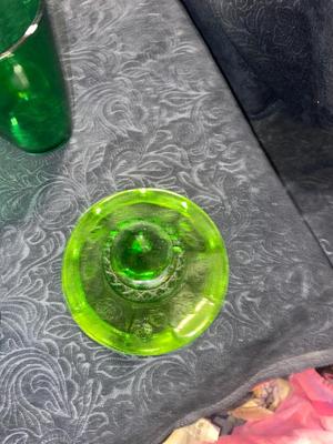 LOVELY VINTAGE DEEP GREEN GLASS DISHES