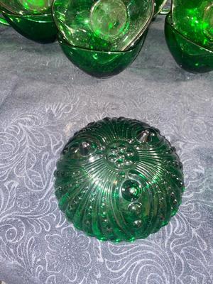 LOVELY VINTAGE DEEP GREEN GLASS DISHES